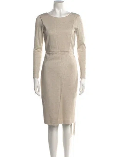 Pre-owned Max Mara Bateau Neckline Knee-length Dress In Neutral