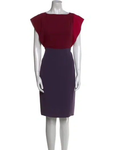 Pre-owned Max Mara Bateau Neckline Knee-length Dress In Purple
