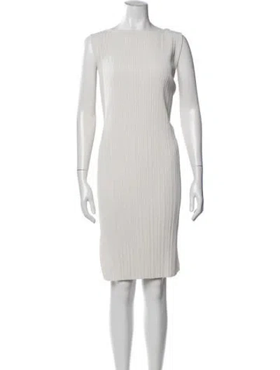 Pre-owned Max Mara Bateau Neckline Knee-length Dress W/ Tags In Neutral