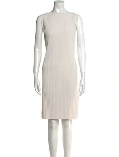 Pre-owned Max Mara Bateau Neckline Knee-length Dress W/ Tags In White