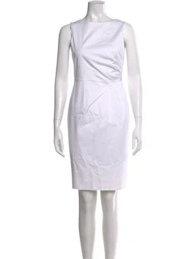 Pre-owned Max Mara Bateau Neckline Knee-length Dress In White