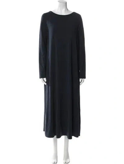Pre-owned Max Mara Bateau Neckline Long Dress In Blue