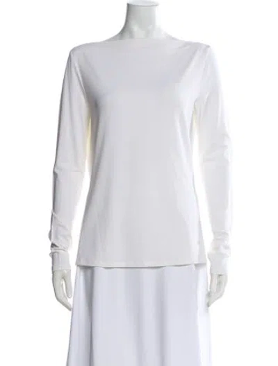 Pre-owned Max Mara Bateau Neckline Long Sleeve Top In White