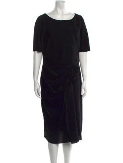 Pre-owned Max Mara Bateau Neckline Midi Length Dress In Black