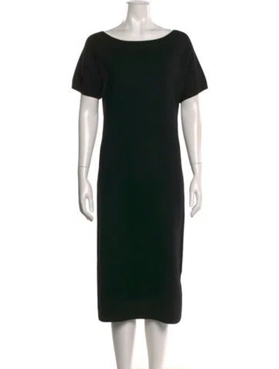 Pre-owned Max Mara Bateau Neckline Midi Length Dress In Black