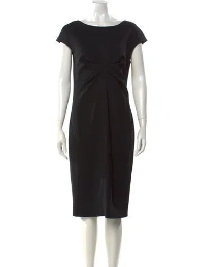 Pre-owned Max Mara Bateau Neckline Midi Length Dress In Black