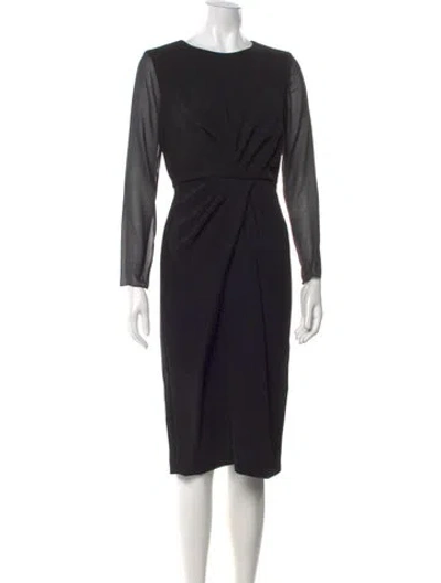 Pre-owned Max Mara Bateau Neckline Midi Length Dress In Black