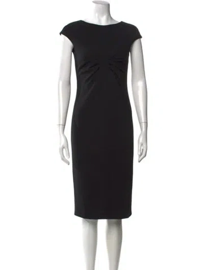 Pre-owned Max Mara Bateau Neckline Midi Length Dress In Black