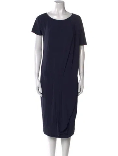 Pre-owned Max Mara Bateau Neckline Midi Length Dress In Blue
