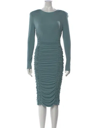 Pre-owned Max Mara Bateau Neckline Midi Length Dress In Blue