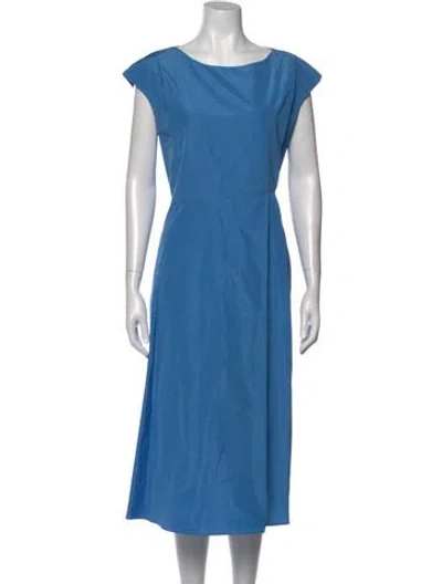 Pre-owned Max Mara Bateau Neckline Midi Length Dress In Blue