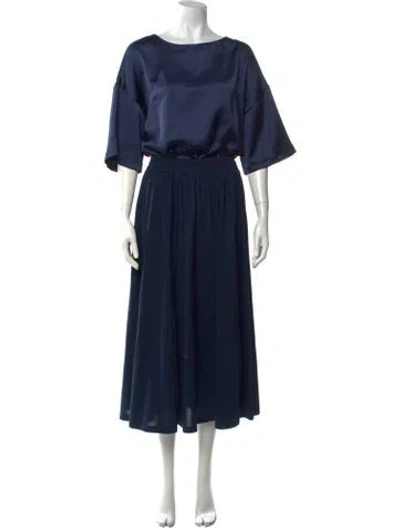 Pre-owned Max Mara Bateau Neckline Midi Length Dress In Blue