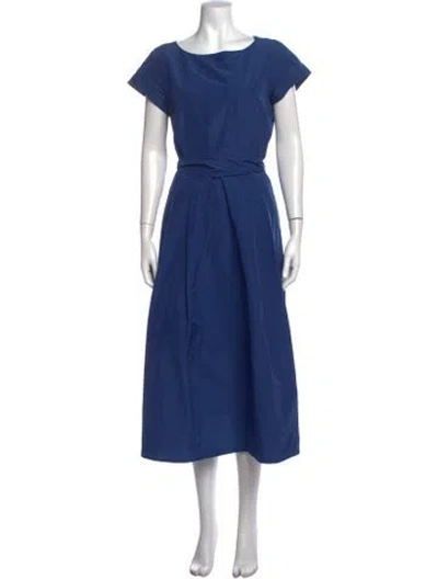 Pre-owned Max Mara Bateau Neckline Midi Length Dress In Blue