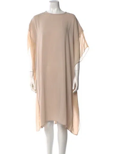Pre-owned Max Mara Bateau Neckline Midi Length Dress In Neutral