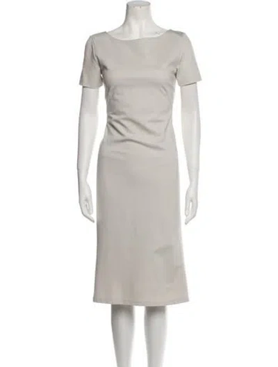 Pre-owned Max Mara Bateau Neckline Midi Length Dress W/ Tags In Neutral