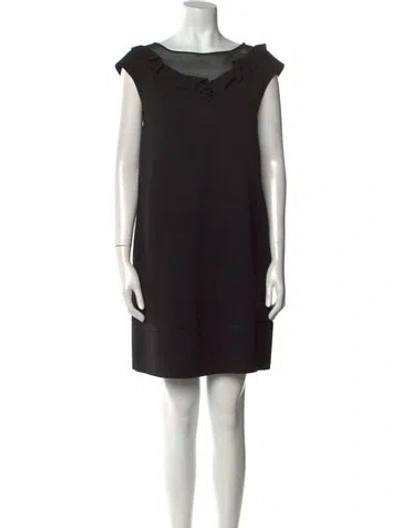Pre-owned Max Mara Bateau Neckline Mini Dress In Black