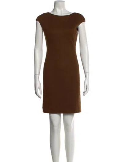 Pre-owned Max Mara Bateau Neckline Mini Dress In Brown