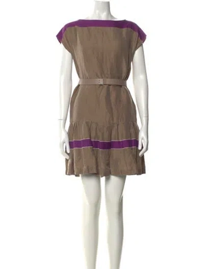 Pre-owned Max Mara Bateau Neckline Mini Dress In Multi