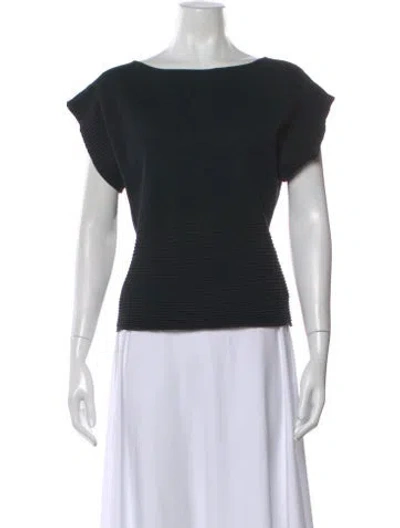 Pre-owned Max Mara Bateau Neckline Short Sleeve Top In Black