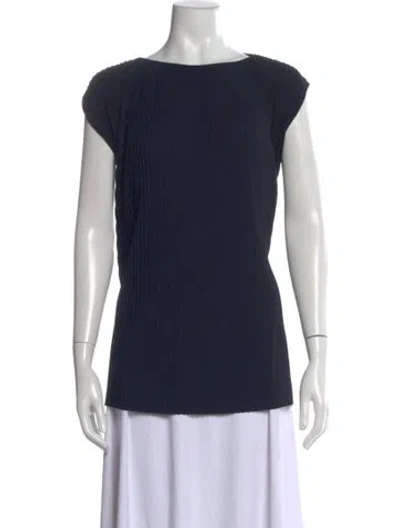 Pre-owned Max Mara Bateau Neckline Short Sleeve Top In Blue