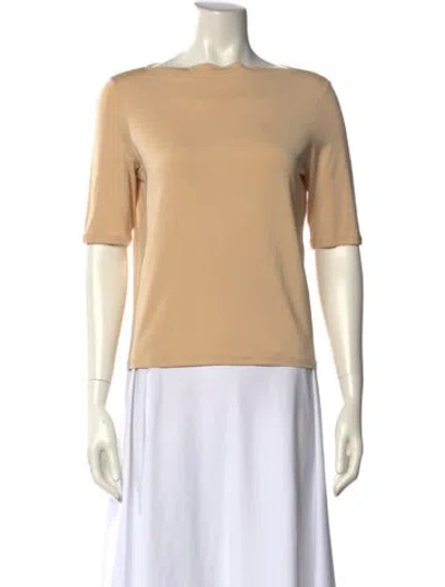 Pre-owned Max Mara Bateau Neckline Short Sleeve Top In Neutral