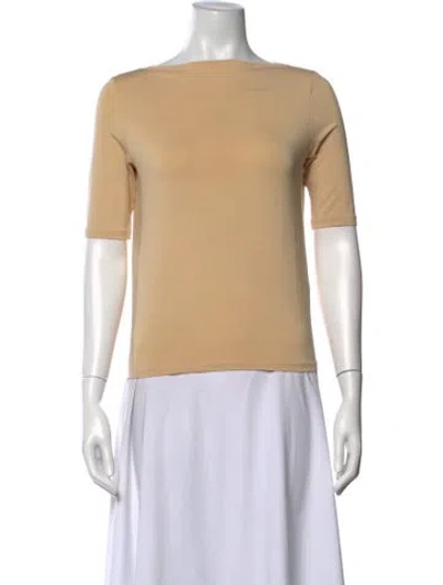 Pre-owned Max Mara Bateau Neckline Short Sleeve T-shirt In Neutral
