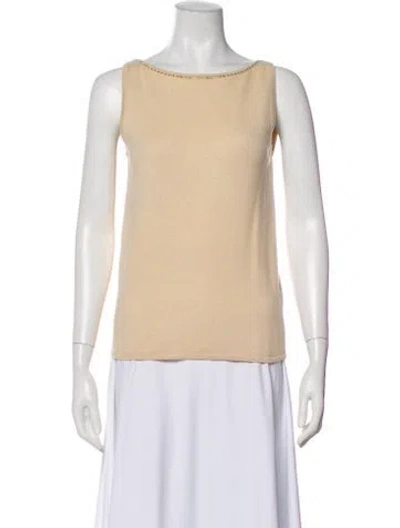 Pre-owned Max Mara Bateau Neckline Sleeveless Top In Neutral
