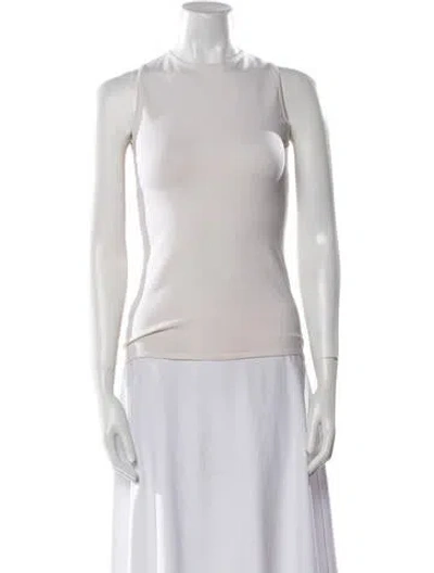 Pre-owned Max Mara Bateau Neckline Sleeveless Top In White