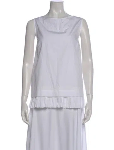 Pre-owned Max Mara Bateau Neckline Sleeveless Top In White