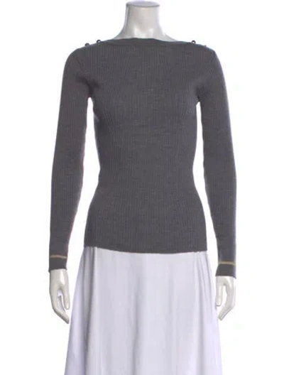 Pre-owned Max Mara Bateau Neckline Sweater In Grey