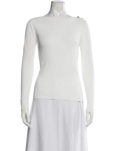 Pre-owned Max Mara Bateau Neckline Sweater In White