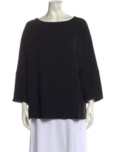 Pre-owned Max Mara Bateau Neckline Three-quarter Sleeve Blouse In Black