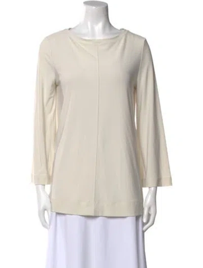 Pre-owned Max Mara Bateau Neckline Three-quarter Sleeve Blouse In Neutral