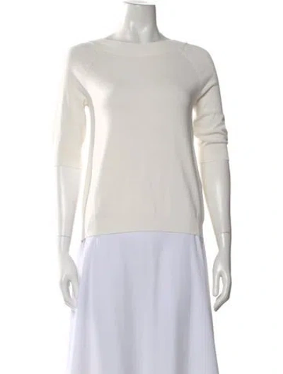 Pre-owned Max Mara Bateau Neckline Three-quarter Sleeve Top In Neutral