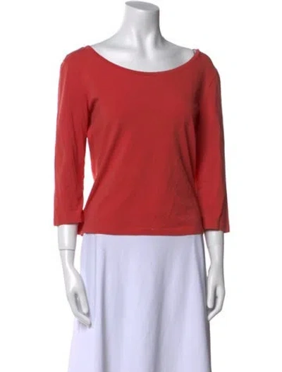 Pre-owned Max Mara Bateau Neckline Three-quarter Sleeve Top In Orange