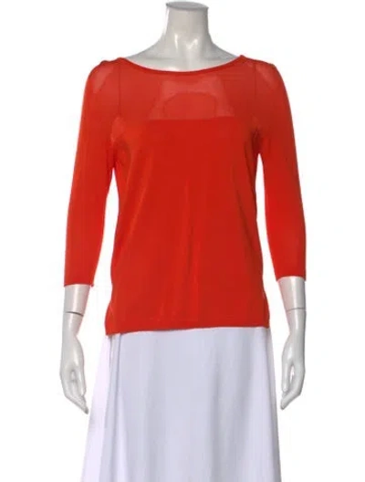 Pre-owned Max Mara Bateau Neckline Three-quarter Sleeve Top In Orange