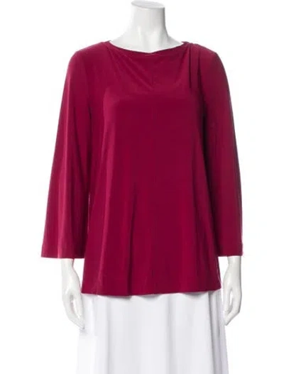 Pre-owned Max Mara Bateau Neckline Three-quarter Sleeve Top In Red