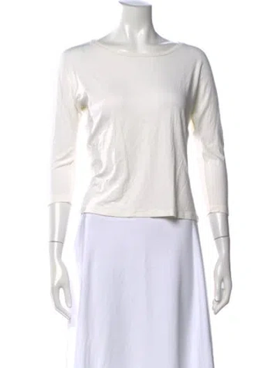 Pre-owned Max Mara Bateau Neckline Three-quarter Sleeve T-shirt In White