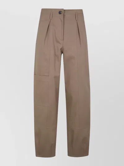 Max Mara Bautta Cotton Bull Barrel Leg Trousers In Brown