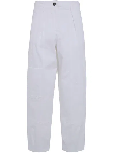 Max Mara Bautta Cotton Stretch Twill Cargo Ankle Pants In White