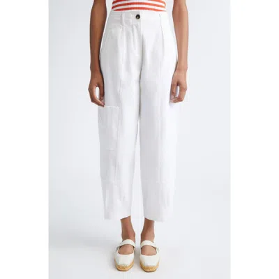 Max Mara Bautta Cotton Stretch Twill Cargo Ankle Pants In White