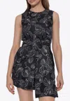 Max Mara Baviera Bow-print Silk Playsuit In Black
