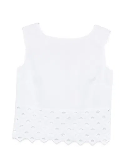 Max Mara Bchmaggio Broderie-anglaise-detail Top In White