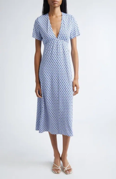 Max Mara Bchorigano Geo Print Midi Dress In Blue