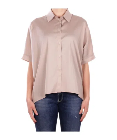 Max Mara Bchpittura Short-sleeved Satin Shirt In Pink