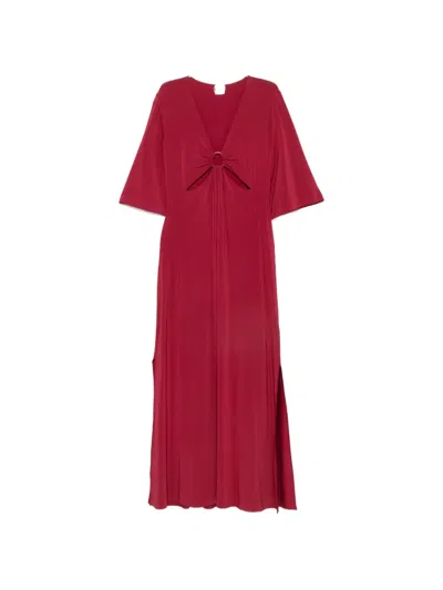 Max Mara Ruched Cut-out Stretch-jersey Maxi Dress In Red