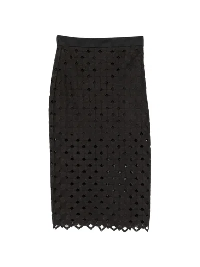 Max Mara Bchzorro Scalloped Midi Skirt In Black