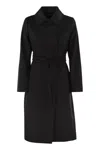 Max Mara Studio Black Wool Bcollag Coat In Black