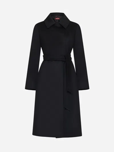 Max Mara Manuela Camel Hair Coat In Black