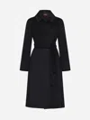Max Mara Baby Straight Hem Belted Coat In Nero